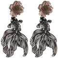 Red and Pink Cutout Fish Floral Stud Earrings with Polished Details view 5