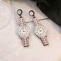 Acrylic Watch Drop Earrings Six Colors Round Clock Face view 11