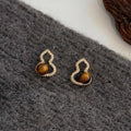 Brown Stone Look Gourd Stud Earrings Fashion Jewelry view 6