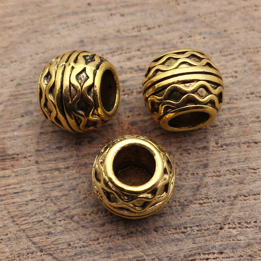 10x10x8.2mm 2g Multicolor Zinc Alloy Wave Texture Large Hole Spacer Beads for Bracelet Jewelry Making
