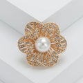 Hollow Flower Pearl Rhinestone Brooch Gold Coffee Silver Black view 6