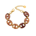 Resin Link Bracelet in Black Mixed Brown and Amber Colorways view 5