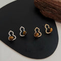 Brown Stone Look Gourd Stud Earrings Fashion Jewelry view 3