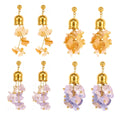 Crystal Chip Cluster Drop Earrings Gold Bell Cap Stainless view 5