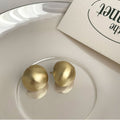 Brushed Gold Tone Domed Round Stud Earrings With Metal Details view 6