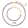 Baguette Zircon Tennis Necklace Bracelet Set Metal view 5