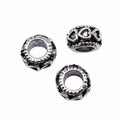 Open Heart Pattern Large-Hole Antique Silver Metal Bead view 3