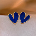 Colorful Enamel Asymmetric Heart Statement Stud Earrings view 3