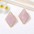 Gold Tone Faceted Diamond Shape Resin Stud Earrings in Four Colors view 4