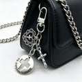 Antique Silver Open Heart Cross and Message Plaque Charm Keychain view 4