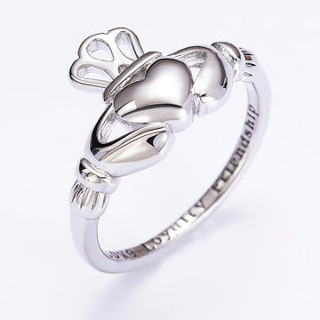 Silver Claddagh Ring Heart Hands Crown Love Loyalty Band