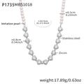 Pearl and Crystal Heart Collar Necklaces in Gold and Silver Tone view 7