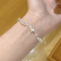 Silver CZ Bow Openwork Lace Adjustable Bracelet Chain view 3