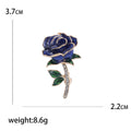 Long Stem Crystal Enamel Rose Brooch in Red or Deep Blue view 5