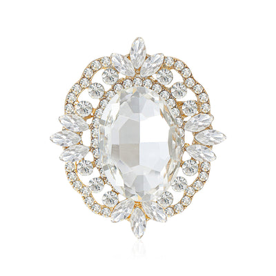 Oval Crystal Halo brooch shown from the front