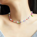 Pastel Seed Bead Choker Necklace Butterfly Crystal Charm view 3
