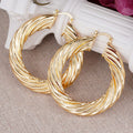 Gold Tone Twisted Rope Large Hoop Earrings Polished Metal Jewelry view 1
