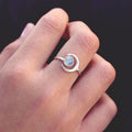 Antique Silver Crescent Moon Cabochon Open Adjustable Ring view 2
