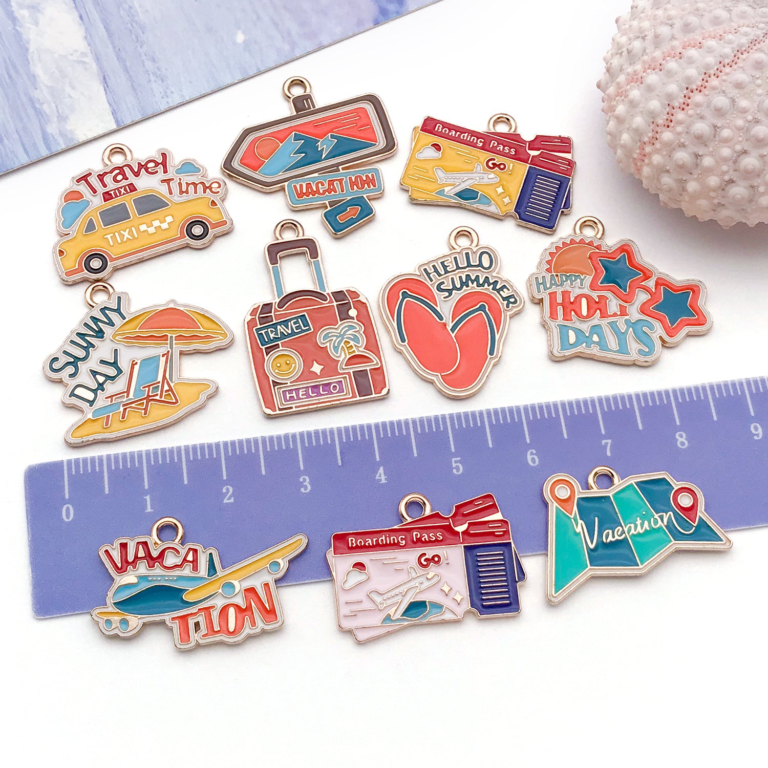 Enamel Zinc Alloy Cartoon Car Taxi Luggage Tag Charm Pendant for Earrings and Necklaces