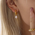 Gold Twisted Hoop Freshwater Pearl Drop Earrings Three Styles view 2