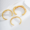 Gold Tone Gold Wavy Open Cuff Irregular Three Designs Metal Bracelet view 5