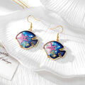Gold Tone Ocean Animal Pressed Flower Drop Earrings in Fifteen Designs view 10