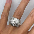 Gold Silver Multi-Row Geometric Pavé Dome Finger Ring view 3