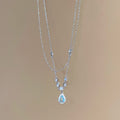 Silver Blue Teardrop Pendant or Plain Chain Necklace Pair view 6