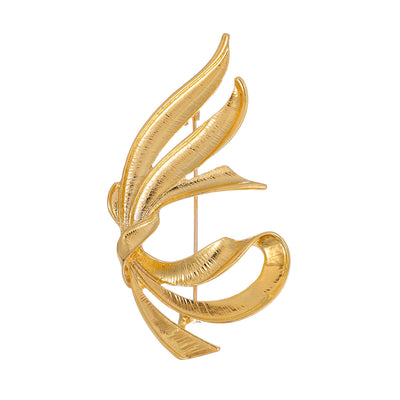Front product view of the ribbon bow brooch pin in gold