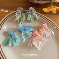Crystal Flower Tassel Earrings In Pink Blue And Green view 4