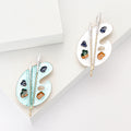 Enamel Artist Palette Brooch Two Brushes Blue or White Styles view 1
