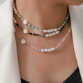 Gradient Bead Pearl Daisy Necklaces Green Black Purple Orange Pink view 1