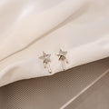 Silver Tone Shooting Star Stud Earrings Rhinestone Accents view 2