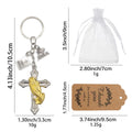 Silver Angel and Gold Praying Hands Keychain and Attached Hardware view 3