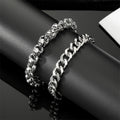 Antique Silver Tone Chunky Curb Chain Link Bracelet view 1