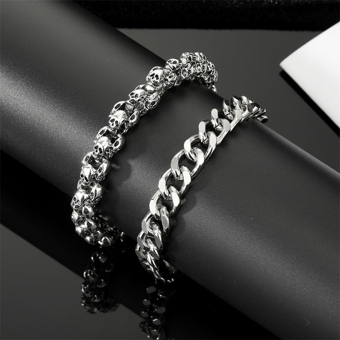 Antique Silver Tone Chunky Curb Chain Link Bracelet
