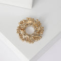 Pearl Center Floral Wreath Brooch in Silver or Gold Tone view 3