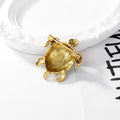Green Gold Tone Sea Turtle Enamel Metal Brooch Pin view 3
