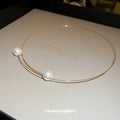 Gold Pearl Wire Collar and Silver Bar Necklace Three Styles view 4