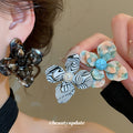 Textured Petal Flower Stud Earrings in Three Patterns view 2
