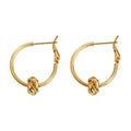 Gold Knot Accent Teardrop Hoop Earrings Lever Back view 5