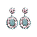 Purple and Blue Crystal Floral Drop Earrings with Teardrops view 5