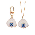 White Irregular Evil Eye Resin Keychain and Pendant Necklace view 5