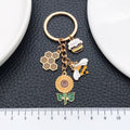 Yellow Sunflower Beehive Honey Jar and Bee Charm Keychain view 2