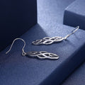 Silver Tone Open Braided Marquise Long Drop Earrings view 4