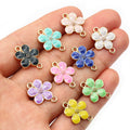 Colorful Enamel Flower Connector Charms in Eleven Options view 4