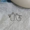 Silver Crystal Shooting Star Chain Climber Stud Earrings view 4