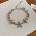 Curb Chain Starfish Shell Charm Bracelet Gold Silver view 6