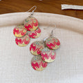 Vintage Style Floral Print Disc Drop Earrings in Six Patterns view 7