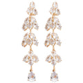 Crystal Leaf Cascade Drop Earrings In Gold And Silver Tones view 5